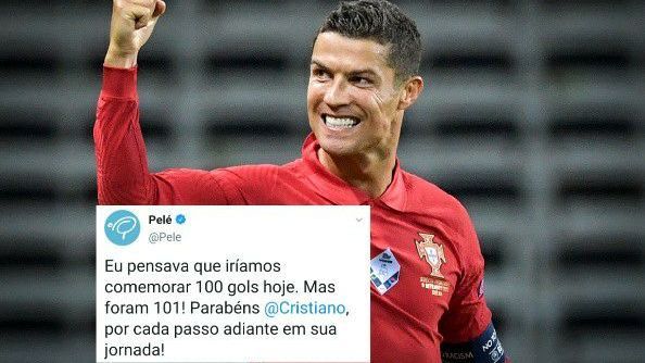 Pelé felicitó a Cristiano Ronaldo por marcar más de 100 goles con Portugal