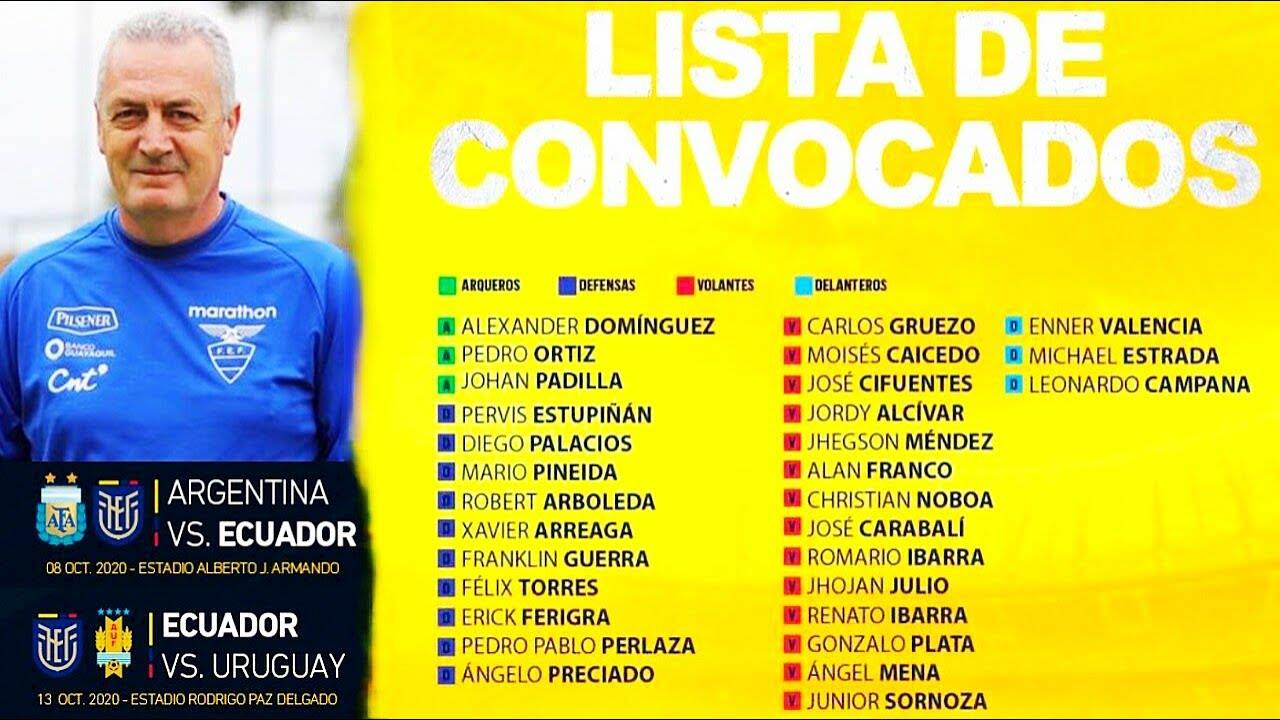 Ecuador define su convocatoria para los partidos contra Argentina