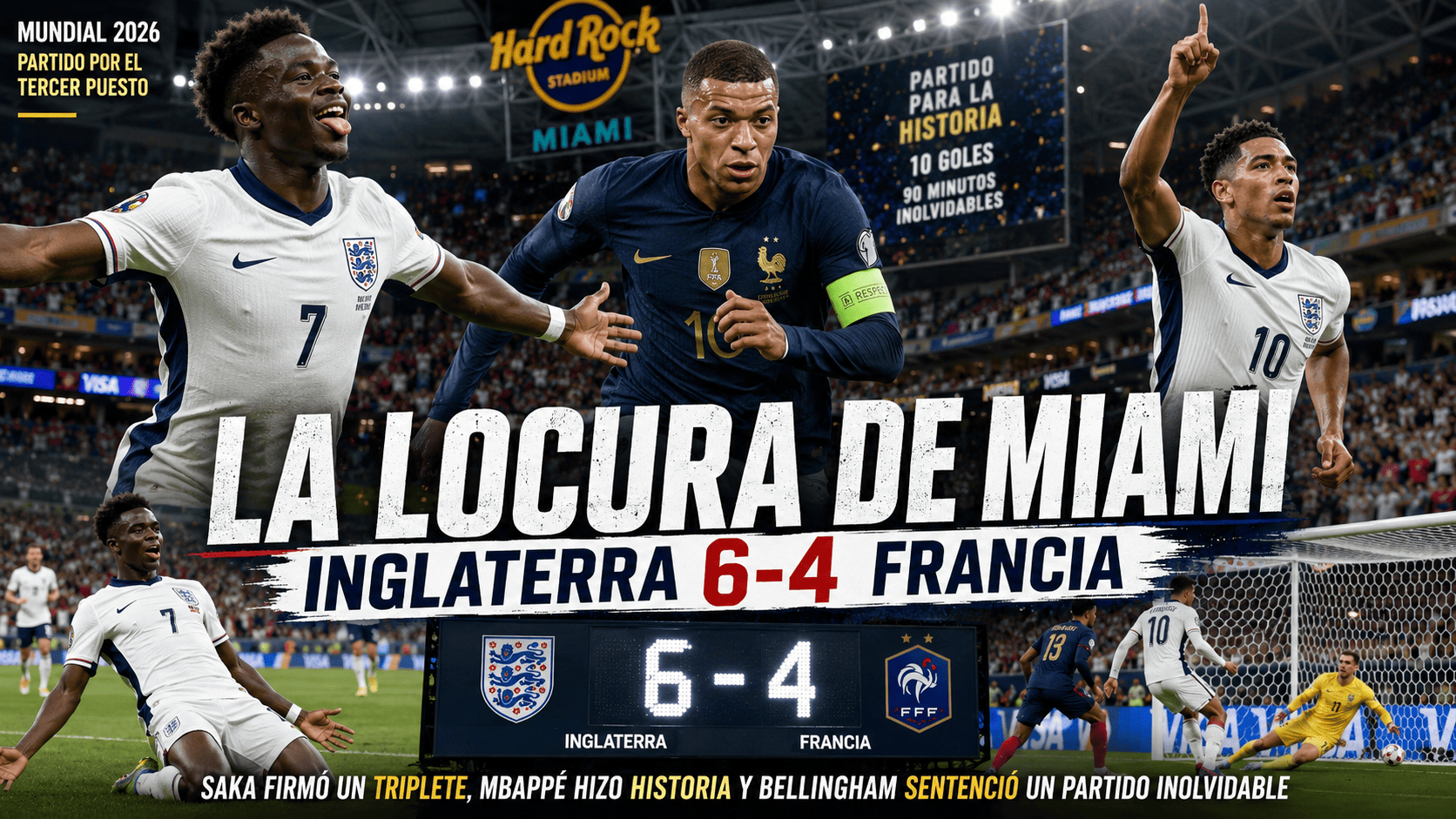 Inglaterra ganó un 6-4 histórico y Mbappé rompió el récord eterno