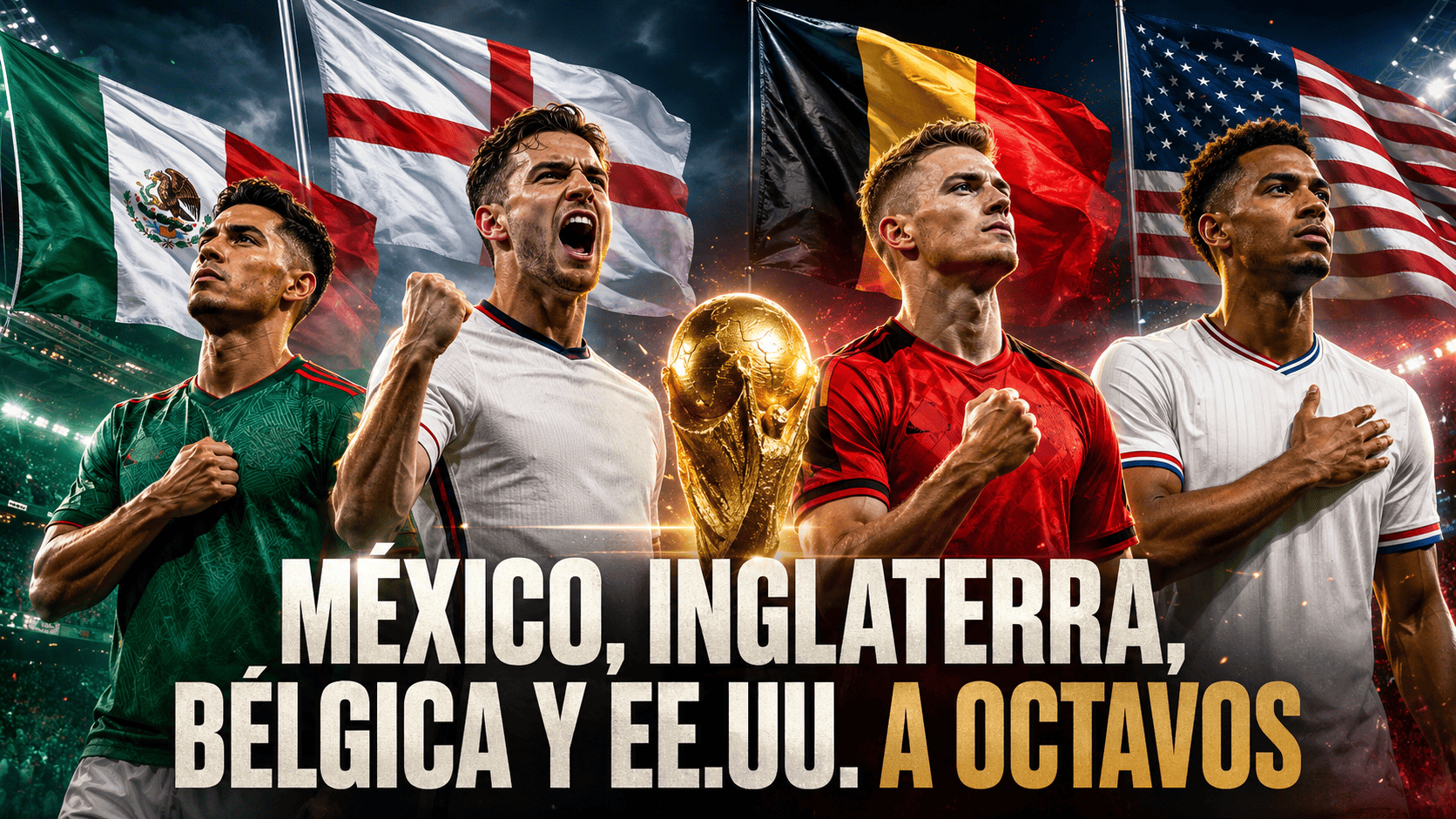 México, Inglaterra, Bélgica y Estados Unidos a octavos